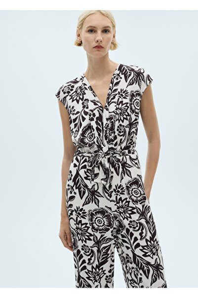 MANGO Woman Belted patterned jumpsuit