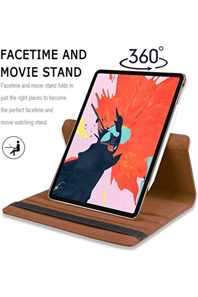 AWH حافظة ذكية لجهاز iPad Pro 11 بوصة (A1980/A1934)، حامل دوار 360 درجة، نحيف وخفيف الوزن، بني.