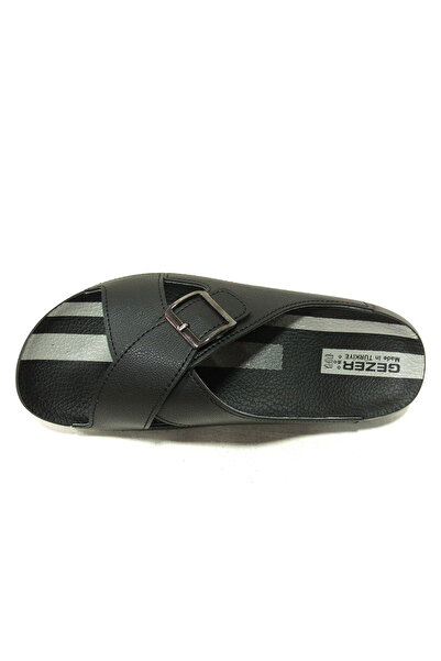 GEZER Black Gray Buckle Anatomical Comfort Slippers