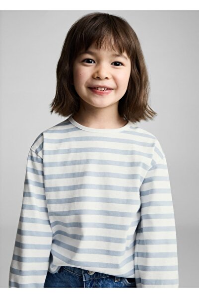 MANGO Baby Βαμβακερό ριγέ μπλουζάκι