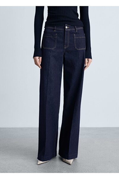 MANGO Woman Blugi cu picior lat cu buzunare