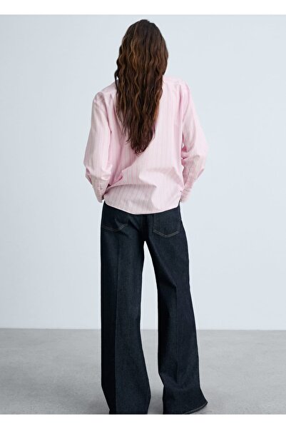 MANGO Woman Düz kesim çizgili gömlek