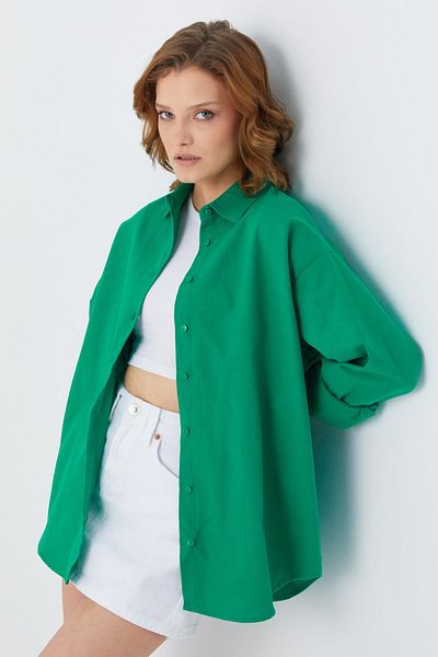 Mixray Green Basic Shirt - 4621 Women's Pleated Back
