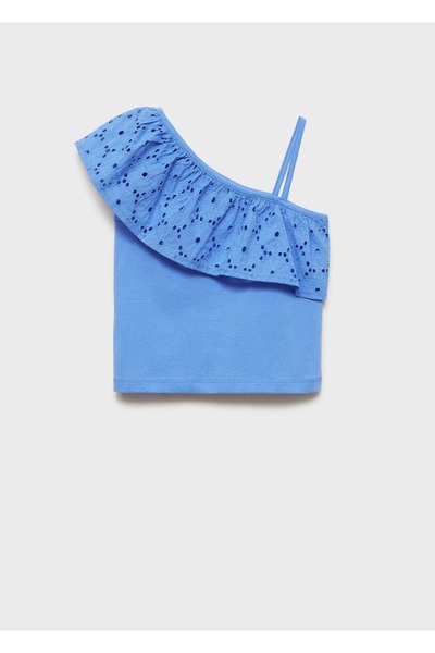 MANGO Kids Ασύμμετρο μπλουζάκι με βολάν