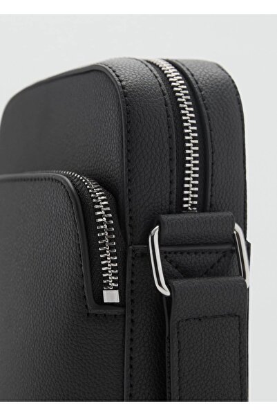 MANGO Man Deri görünümlü omuz çantası