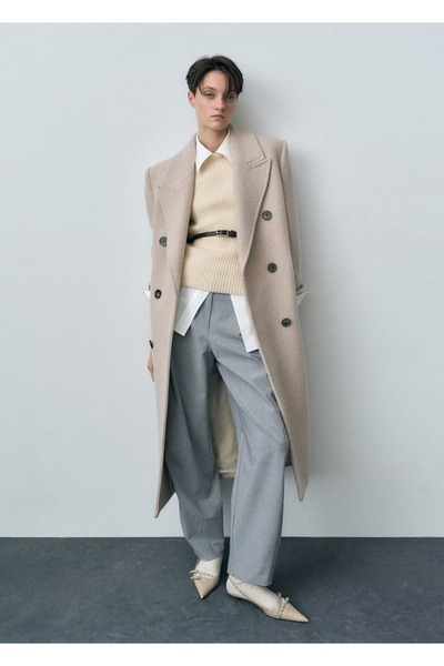 MANGO Woman بلوزة مضلعة من الصوف المخلوط