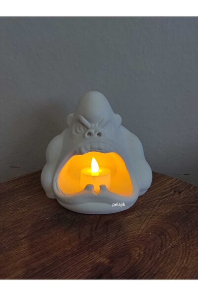 Pelajik Led Tealight Mumluk Goril Dekoratif Obje Biblo, Salon Aksesuarları Led Mum Dahil