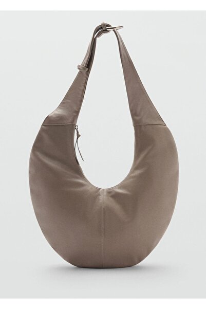 MANGO Woman Yarım ay deri çanta