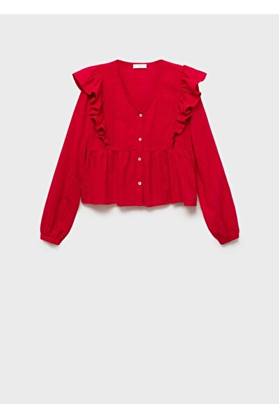 Mango Teen Omuzları fırfırlı bluz
