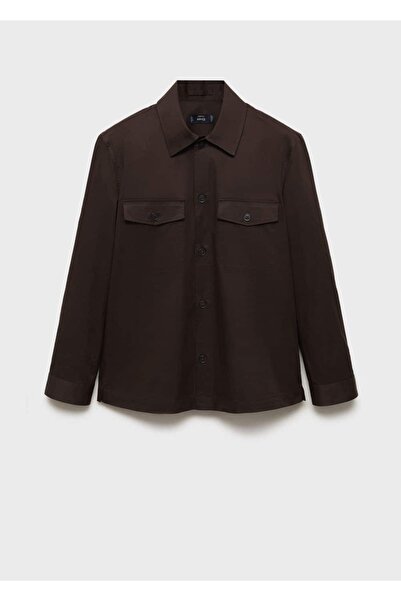 MANGO Man Cepli regular kesim pamuklu gömlek ceket