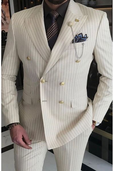 MASSARO Cream Color Double Breasted Suit