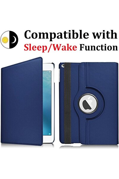 AWH غطاء جلدي ذكي مع حامل دوار 360 درجة لجهاز iPad Air 3 2019 / Pro 10.5" 2017، أسود.