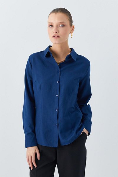 Mixray Navy Blue 4634 Women's Collared Fit Shirt