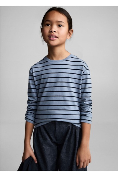 MANGO Kids Pamuklu çizgili tişört
