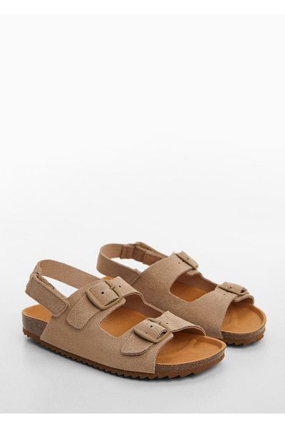 MANGO Kids Kožené sandály s přezkou