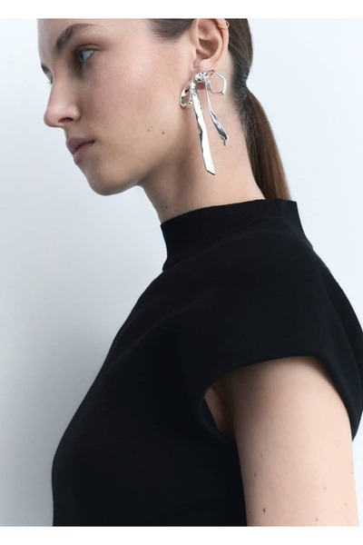 MANGO Woman Sert bağ detaylı küpe