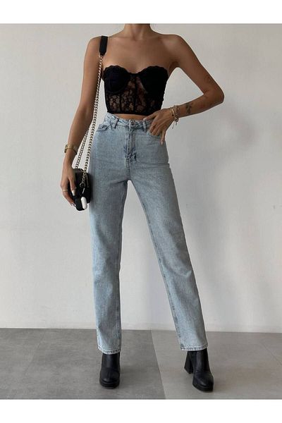 LİMABEL Mystery Milano - Jean Mom cu talie înaltă, Lara Jiyan Tanya Indigo Snow Blue - Iubit 2025