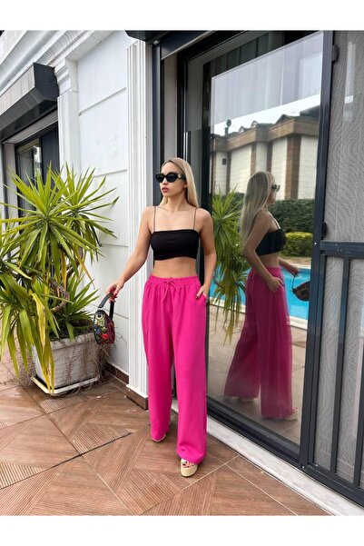 For Angels Linen Elastic Waist Loose Fit Trousers