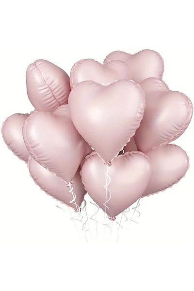 BeySüS Soft Pink Retro Heart Foil Balloon 18 Inch 5 Pieces