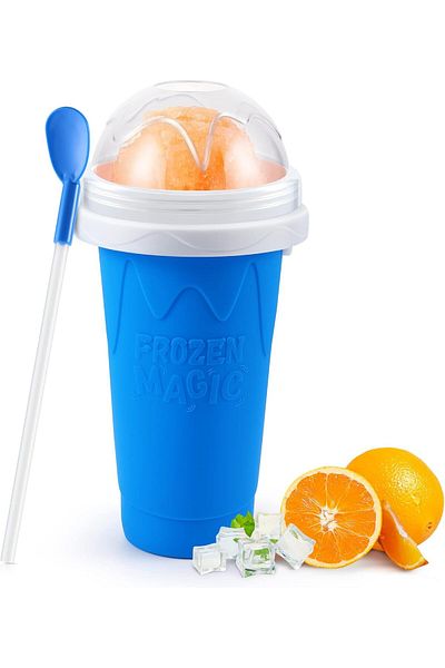AWH Slushie Maker Cup, TikTok Magic Quick Frozen Smoothies Cup, Double Layer Squeeze, Blue