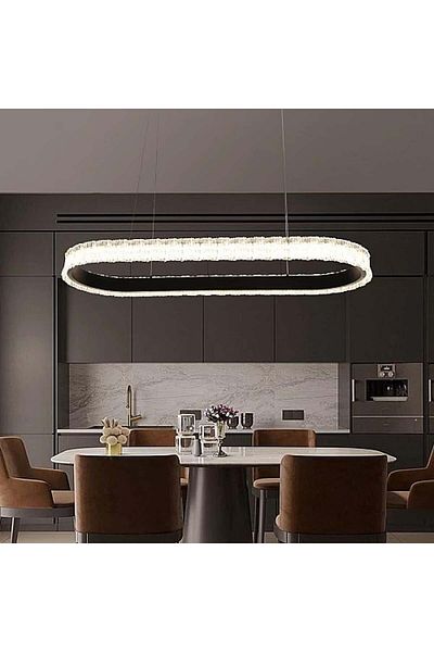 Btm Modern rectangular chandelier, black color, 30*80 cm