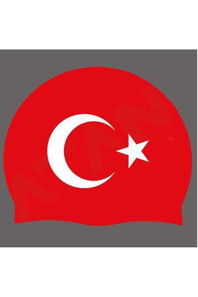 bcfswimsportserkılıç2011 Turkish Flag Silicone Cap Pool Cap Silicone Swimming Cap