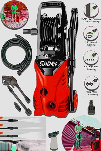 stanrayf Alman 200 Bar Bakır Sargılı Yüksek Basınçlı Oto Araba Bahçe Havuz Yıkama Makinesi Köpük Hazneli