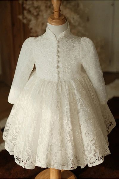 melek golden Female Child Dress Lolita Lace Dress Princess Dress Long Sleeve Bow Wedding Ball Gown Dress