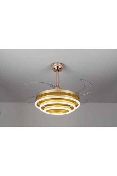 ASEEL Modern fan and chandelier with golden rings