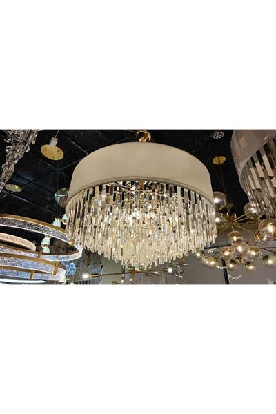Btm Modern gold ceiling chandelier with clear crystal 80 cm round shape