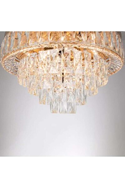 Btm Luxury modern gold crystal chandelier fan