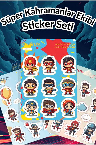 GUGUK Super Heroes Team Sticker Leaves Set