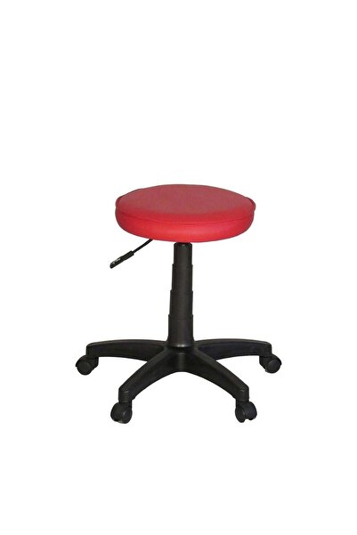 Türksit Amortisörlü Tabure Deri Plastik Ayak Kırmızı