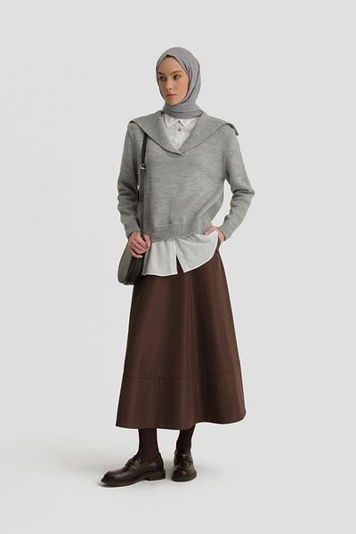 Armine Πουλόβερ Poplin Mix 24kd4218 Γκρι-λευκό