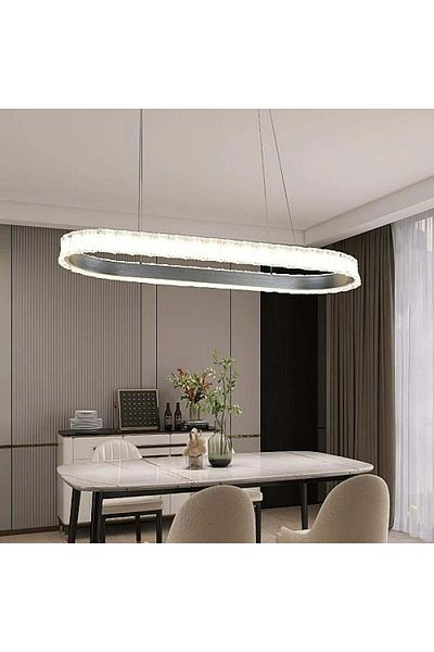 Btm Modern rectangular chandelier, silver color, 30*80 cm