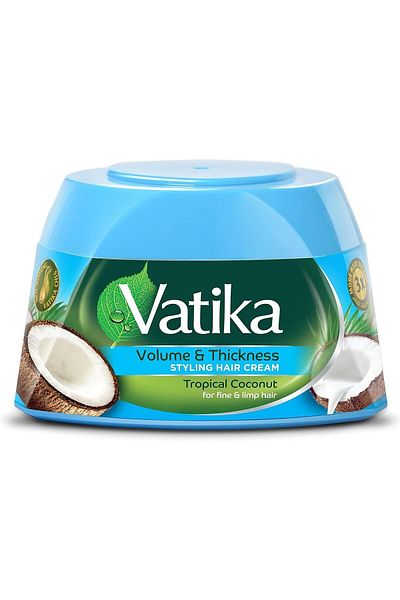 Vatika Tropical Coconut Styling Cream 140ml Volumizing and Thickening for Fine and Weak Hair by Natu