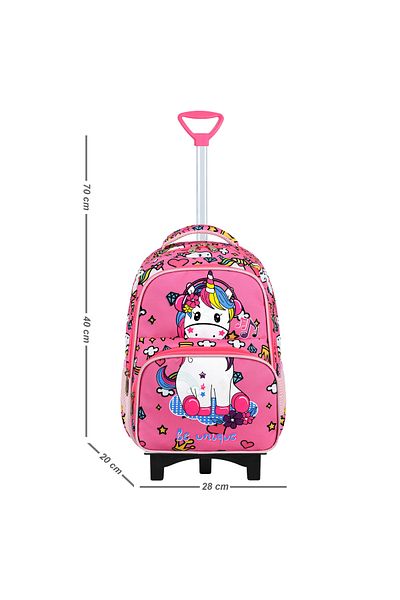 Roxy Unicorn Printed Portable Rickshaw Set of 3 Primary School Bag, Thermal Lunch and Pencil Case Set