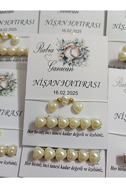 Tasarım BursaTasarımDünyası 10 adet söz nişan hatırası kalp incili toka ve kü...
