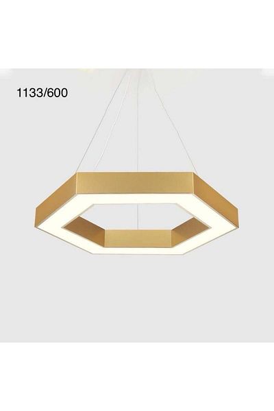 Btm Modern LED chandelier, hexagonal circle, 60 cm, black