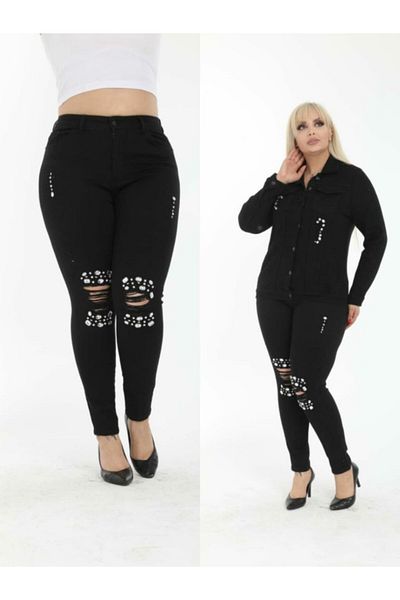 Stilys jeans Gamze Fashion Butik Plus Size Stone Removed Slim Bear Jeans