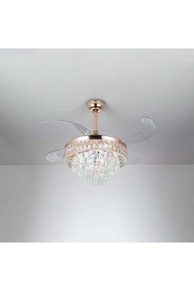 Btm Luxury modern gold crystal chandelier fan