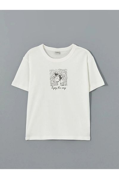LC Waikiki Lcw Kids Ecru Crew Neck Boy T-Shirt