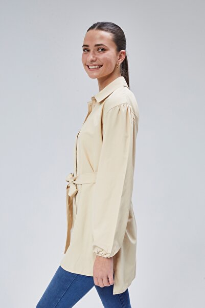 lurex moda Сорочка з плісированими плечима та поясом