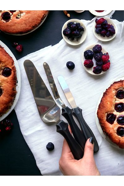 Çelik Express 3-Piece Cake Plaster Set Spatula Triangular Cake Spatula Flat Cake Plaster Spatula