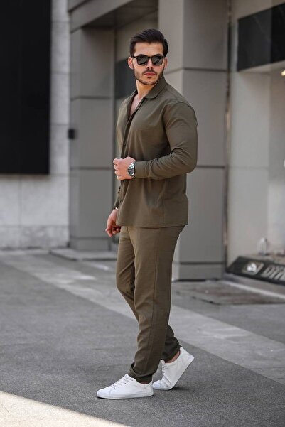 ROBERTO BORNOVA Oversize Men's Crystal Linen Bottom Top Set – Shirt Pants Combination