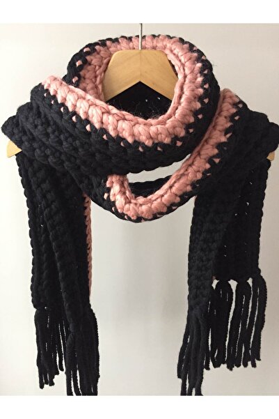 Mora Knit Atkı El Örgüsü % 100 Saf Yün Kalın ( 575g ) Özel Örgü Prestij Kadın Atkı (20x200cm MK 13)