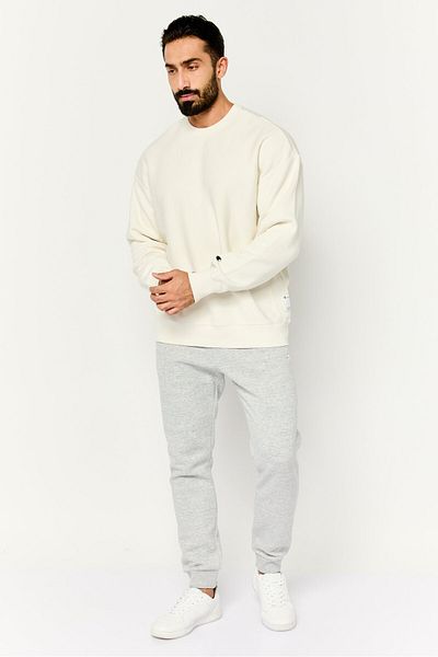Champion Men Sportswear Fit Long Sleeves Running Sweatshirt, Off White