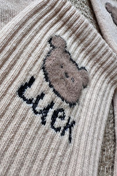 MAZEN Embossed Teddy Bear Patterned Figured Combed Cotton Socks (36-41)