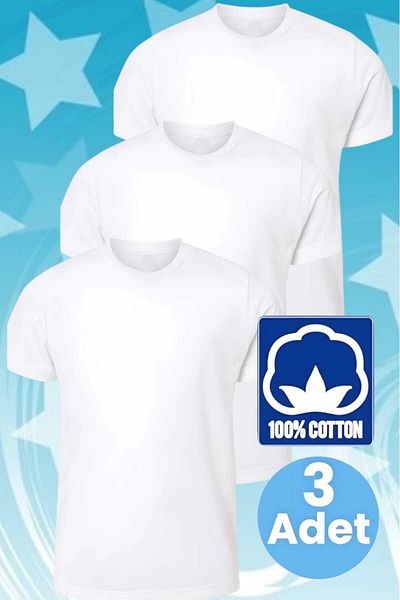 Tezzgelsin Boy's 100% Cotton Crew Neck 3-Piece Undershirt