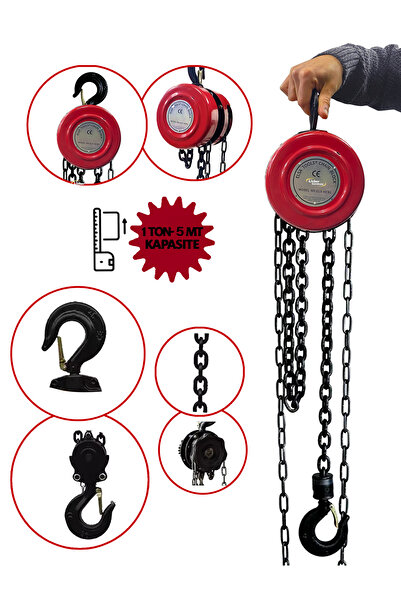 Lieber German Teknoloji Daflong Serii Çift Işıl İşlem Görmüş Çelik 1 Ton 5 Metre Zincirli Caraskal Vinç